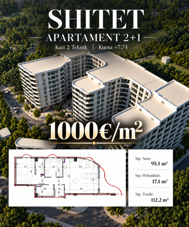 SHITET APARTAMENT 2+1+2 , PASKUQAN - ALUNA RESIDENCE
