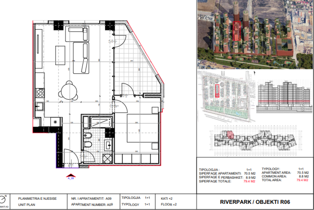 shitet apartament 1+1 river park residence unaza e re