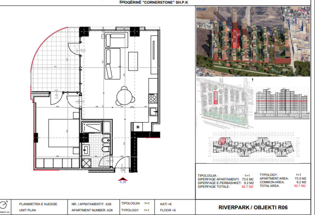 Shitet, Apartament 1+1 River Park Residence, Unaza e Re.