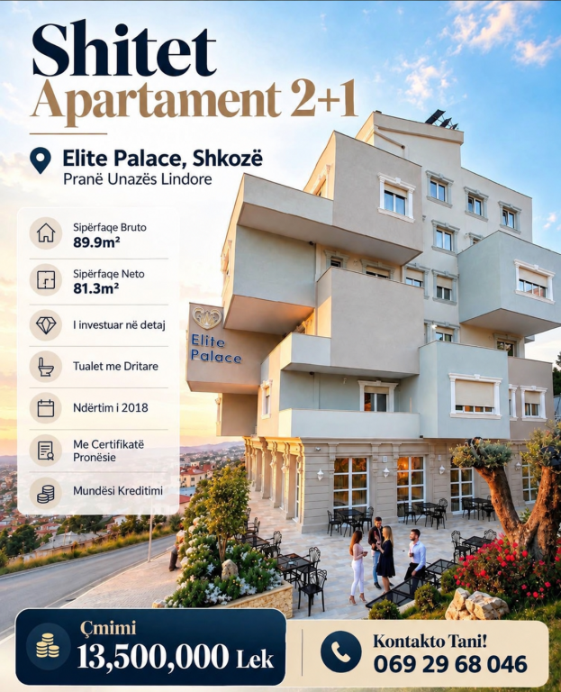 🏡 SHITET APARTAMENT 2+1 – ELITE PALACE, SHKOZË! 🔑