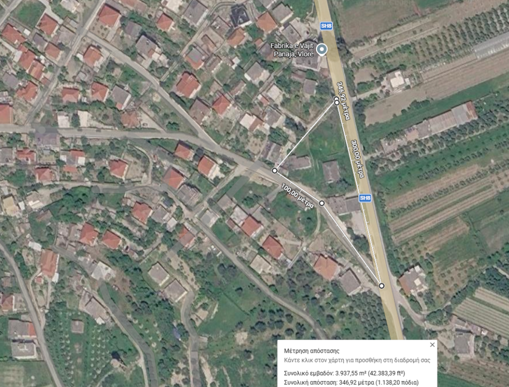 Tokë këndi tregtare prej 2,775 m² në rrugën kryesore, Panaja – Vlora