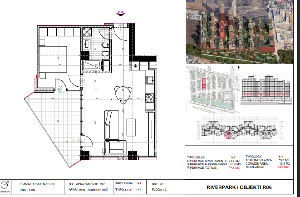 In vendita, appartamento 1+1 River Park Residence, Unaza e Re.