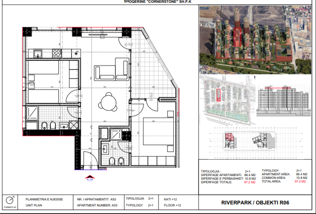 Shitet, Apartament 2+1 River Park Residence, Unaza e Re.