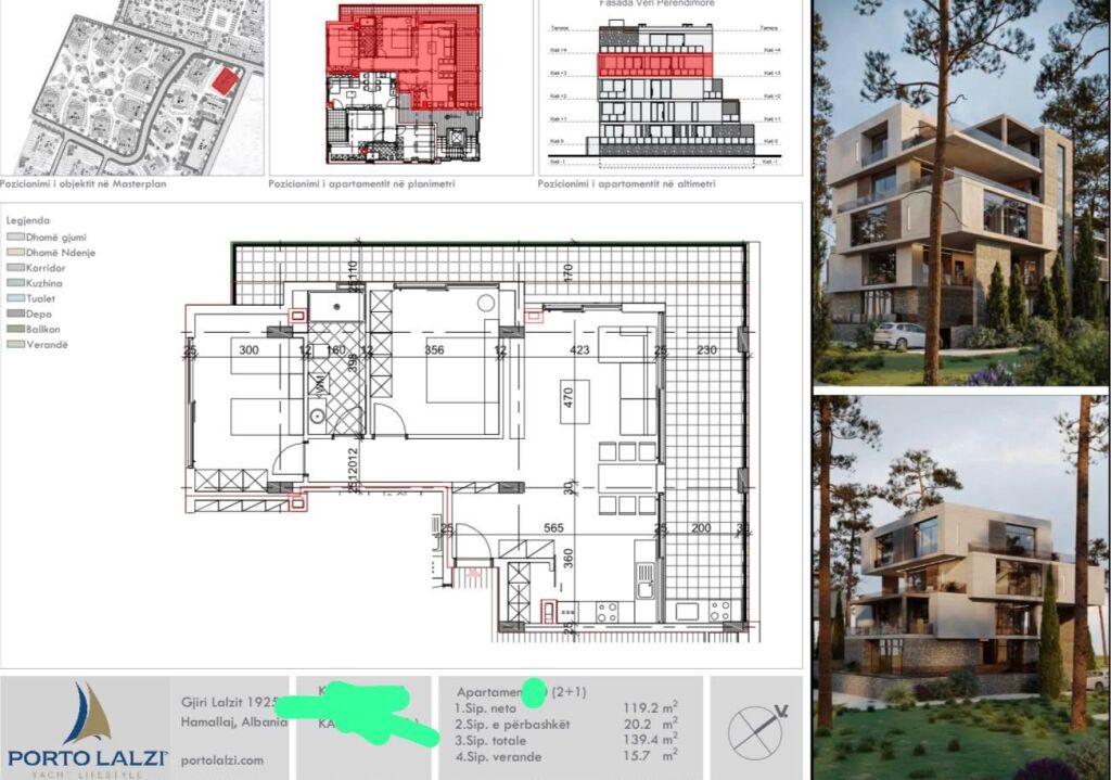 Shitet: 2+1 &amp;Verande📍Gjiri Lalzit - Porto Lalzi | Yacht Lifestyle (155m2) €400,000