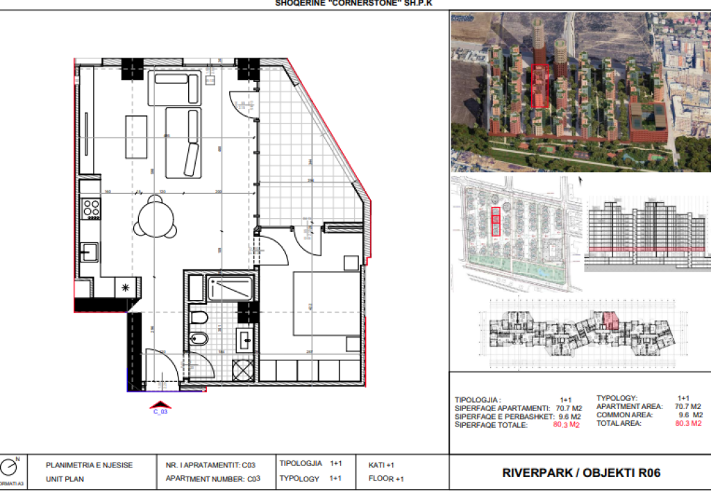 Shitet, Apartament 1+1 River Park Residence, Unaza e Re.