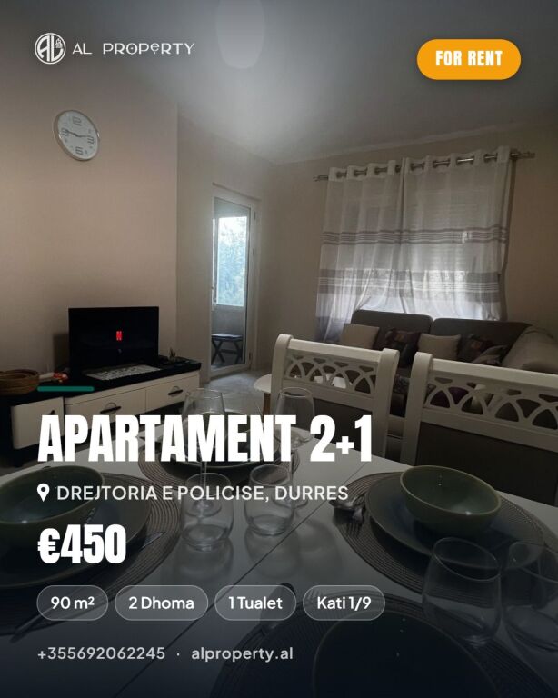 Apartament 2+1 per Qira prane Drejtorise se Policise, Durres