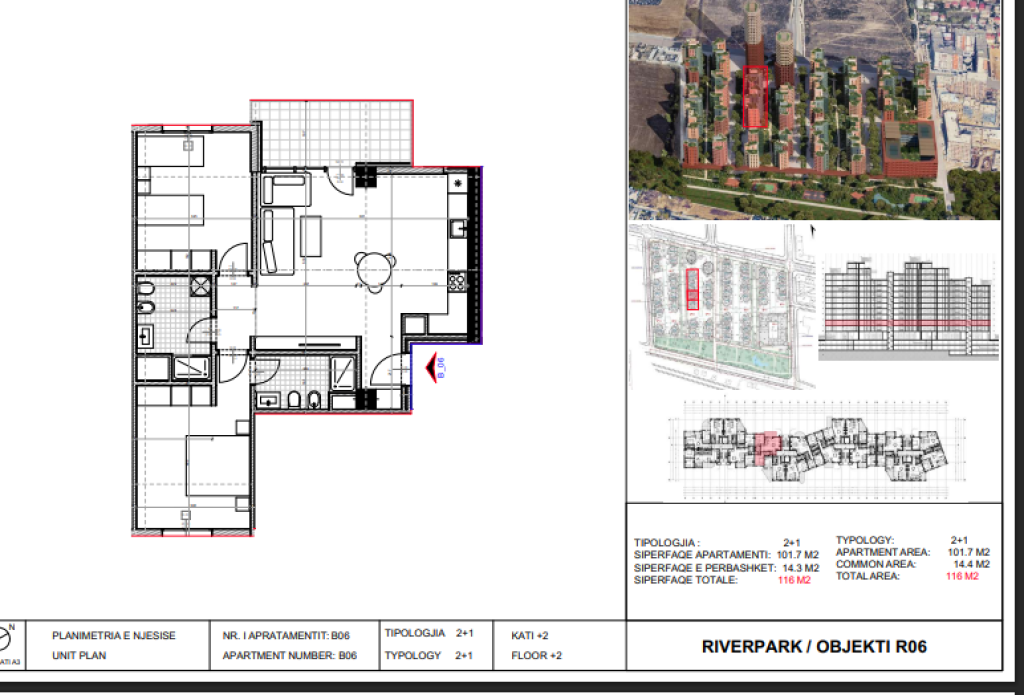 Shitet, Apartament 2+1 River Park Residence, Unaza e Re.