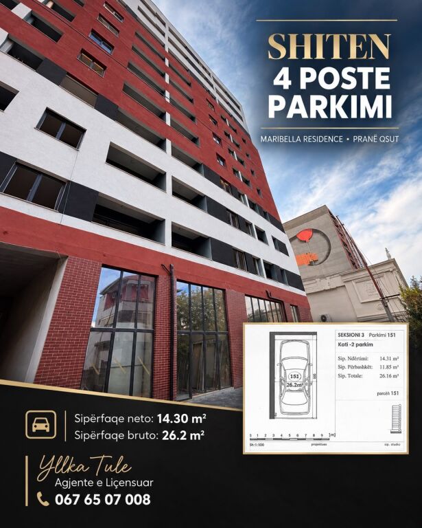 VENDITA 4 POSTI AUTO, Mirabella Residence, QSUT, Tirana
