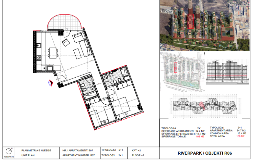 Shitet, Apartament 2+1 River Park Residence, Unaza e Re.
