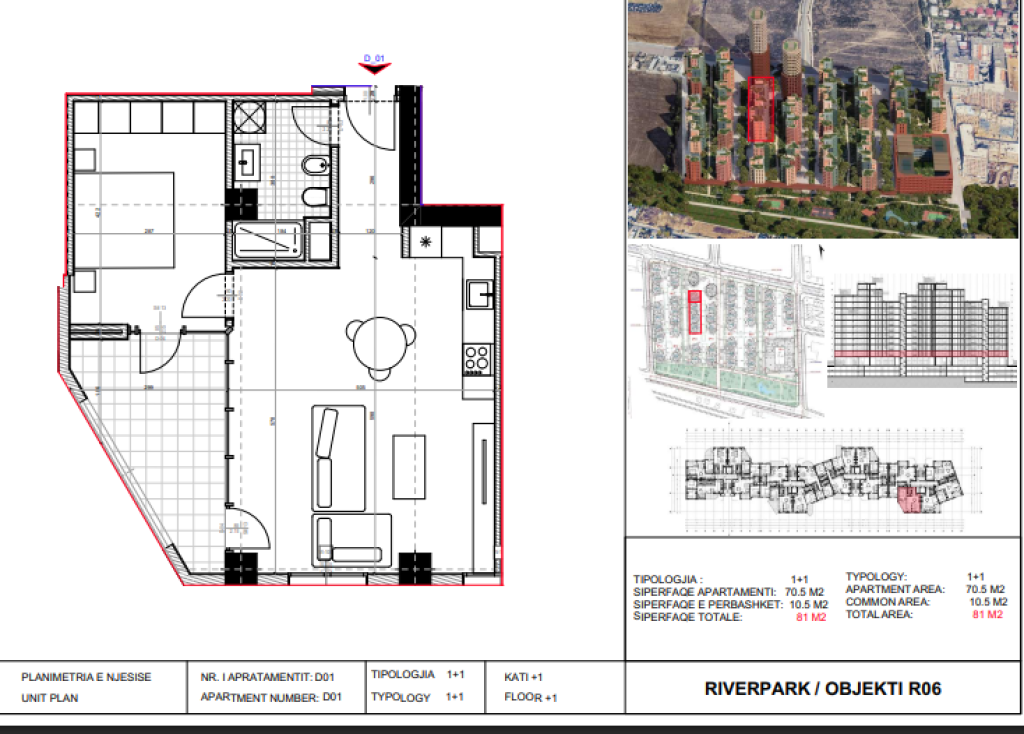 For sale, Apartment 1+1 River Park Residence, Unaza e Re.