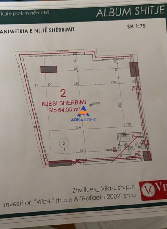 SERVICE SPACE FOR SALE 68 M2 "PIETËR BOGDANI STREET, ASTIR" 218560 EURO