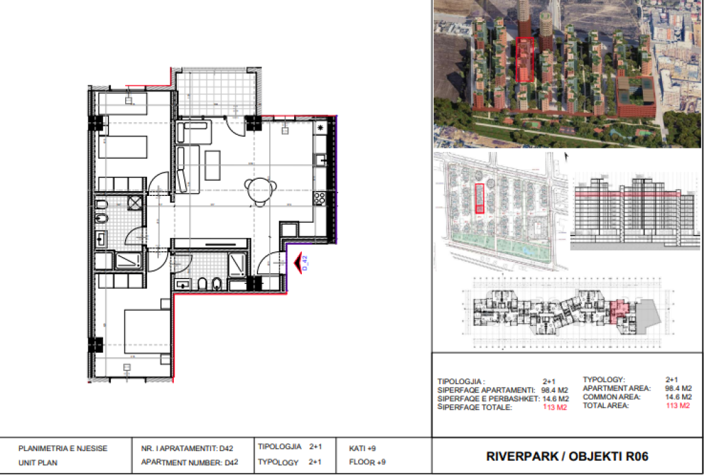 Shitet, Apartament 2+1 River Park Residence, Unaza e Re.