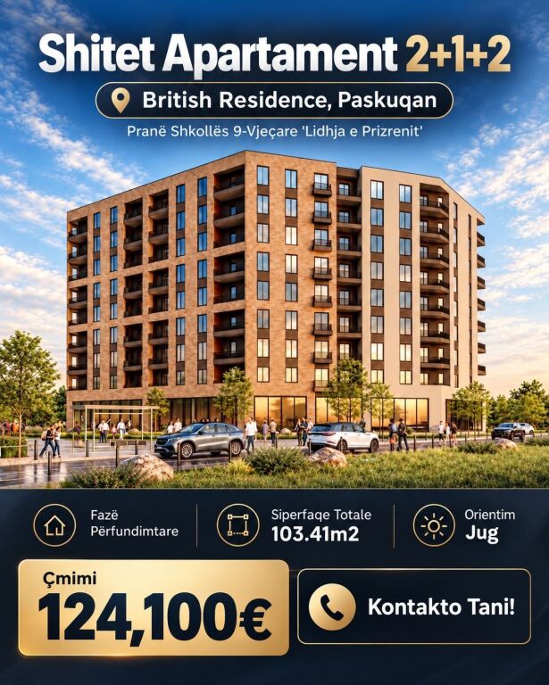 📣 VENDESI APPARTAMENTO 2+1+2 – BRITISH RESIDENCE, PASKUQAN! 🏡