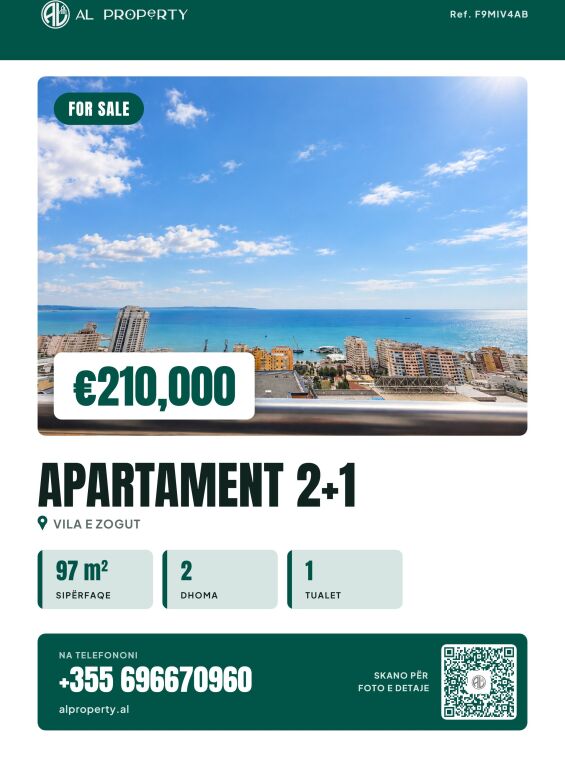 SHITET APARTAMENT 2+1+3ballkone pamje Deti – DURRËS