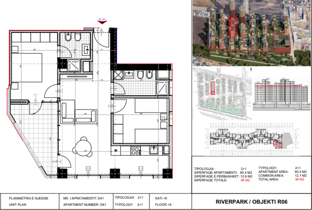 Shitet, Apartament 2+1 River Park Residence, Unaza e Re.