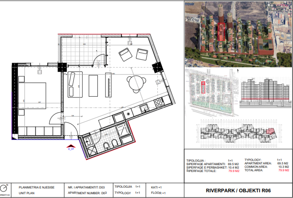 Shitet, Apartament 1+1 River Park Residence, Unaza e Re.