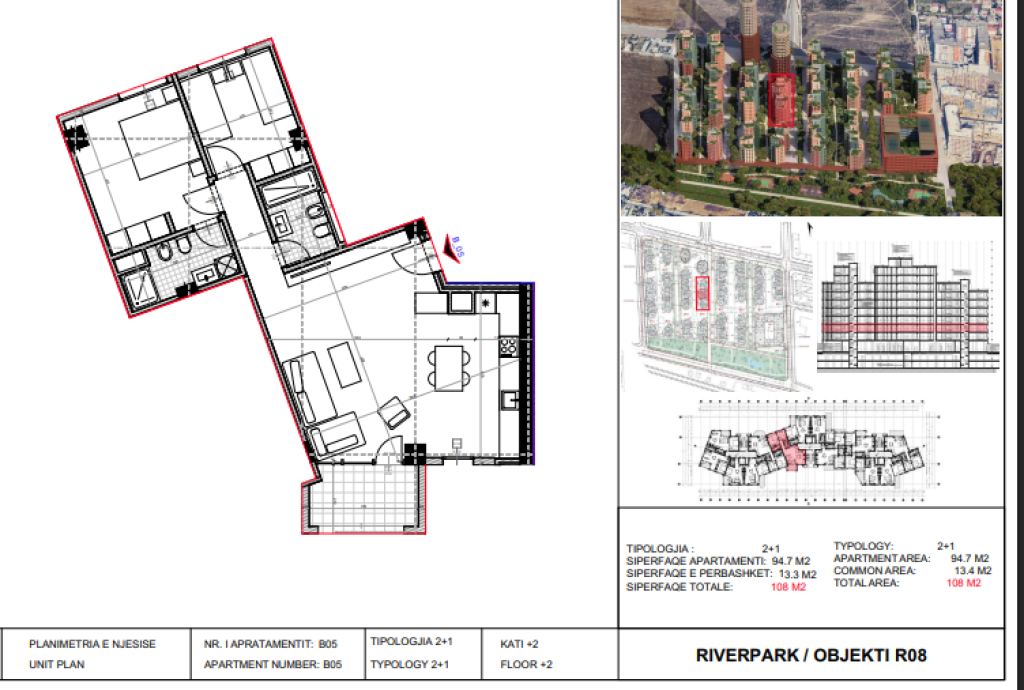 Shitet, Apartament 2+1 River Park Residence, Unaza e Re.