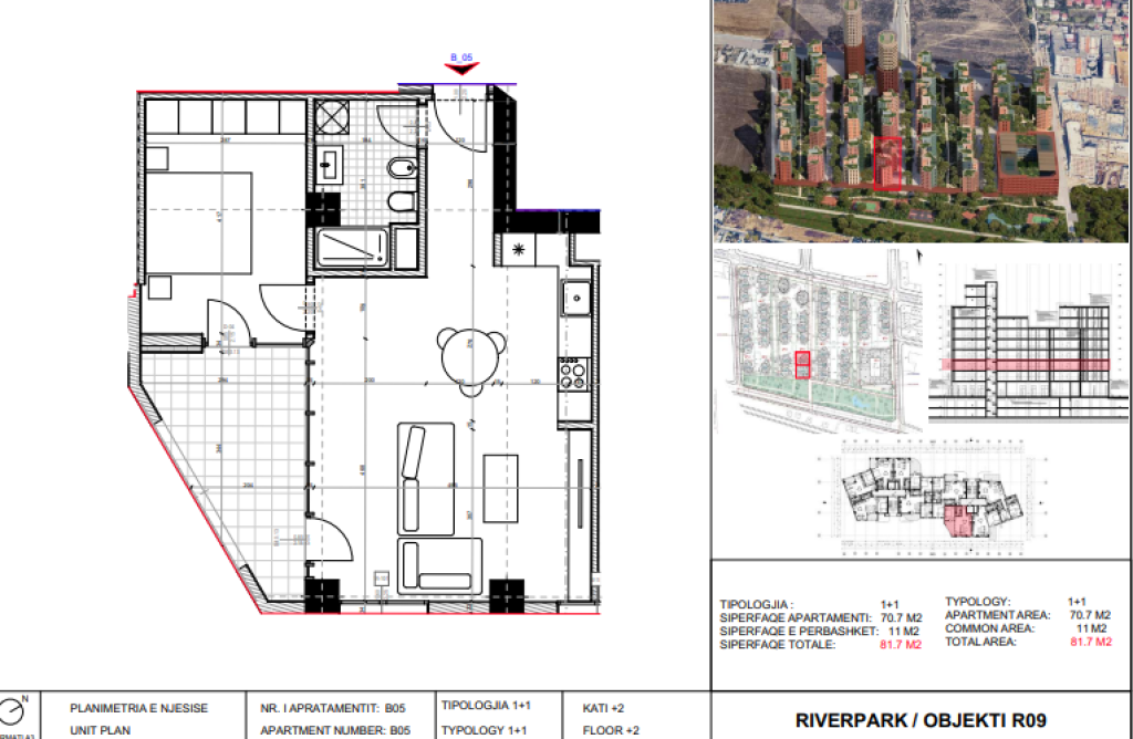 Shitet, Apartament 1+1 River Park Residence, Unaza e Re.