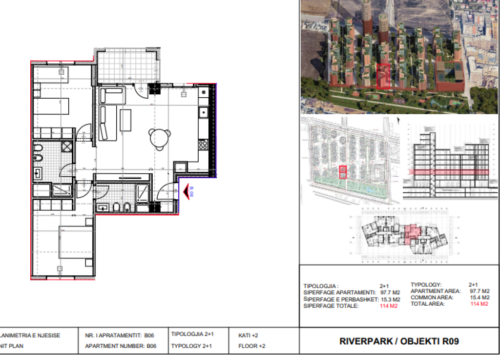 Shitet, Apartament 2+1 River Park Residence, Unaza e Re.