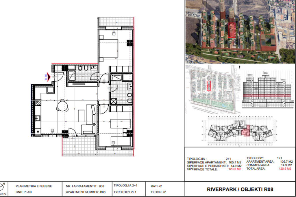Shitet, Apartament 2+1 River Park Residence, Unaza e Re.