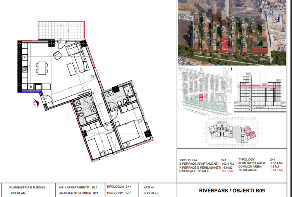 Shitet, Apartament 2+1 River Park Residence, Unaza e Re.