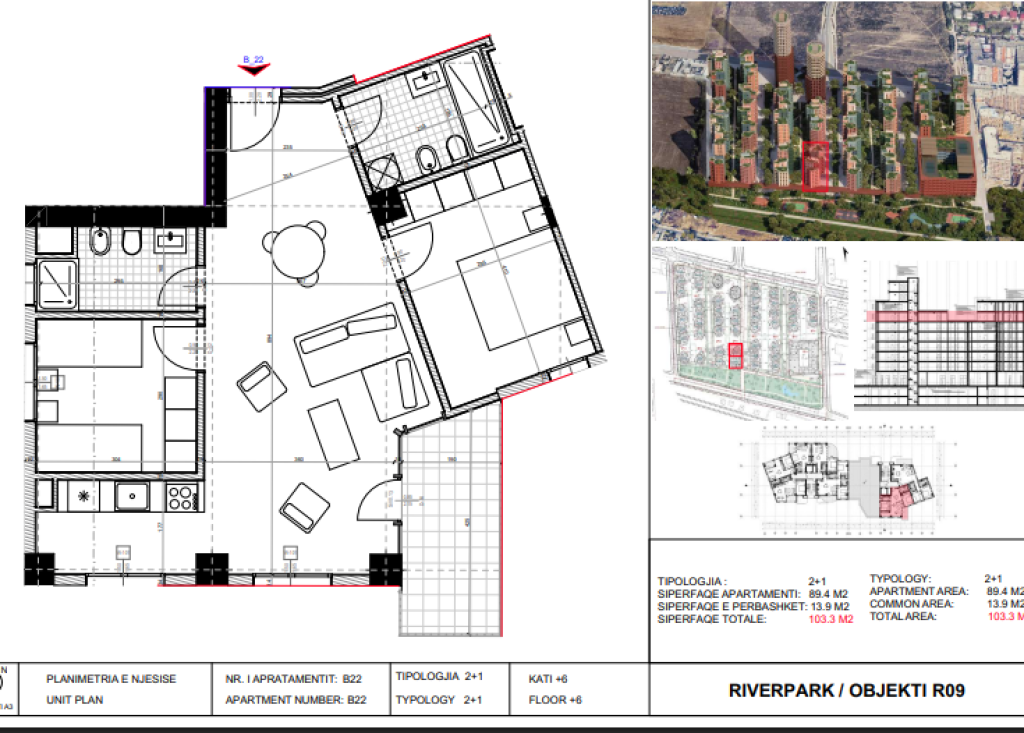 Shitet, Apartament 2+1 River Park Residence, Unaza e Re.
