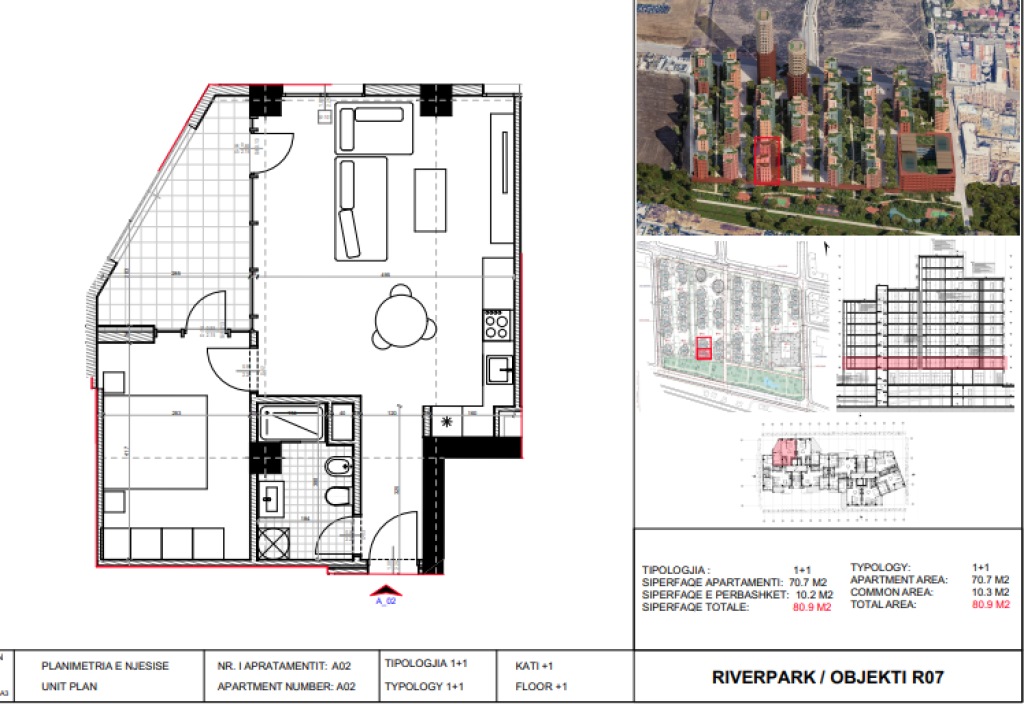 Shitet, Apartament 1+1 River Park Residence, Unaza e Re.