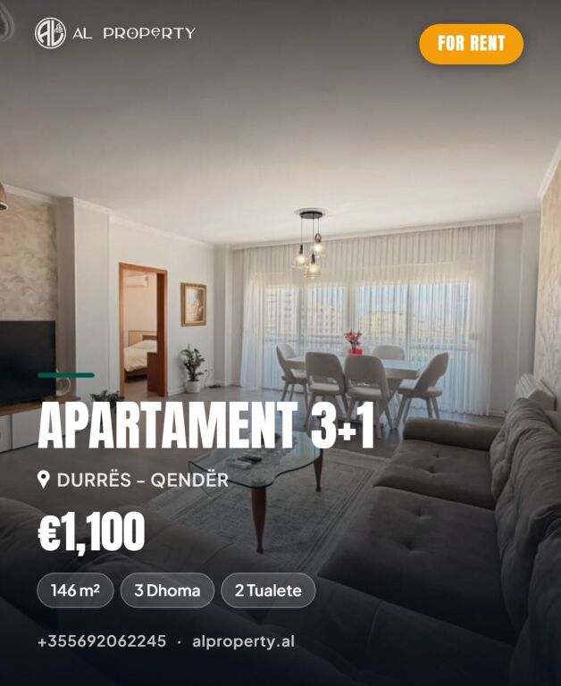Apartament 3+1+2 – Bashkia Durrës - Qender