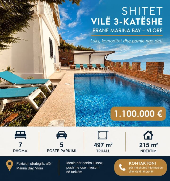 SHITET VILË 3-KATËSHE PRANË MARINA BAY – VLORË