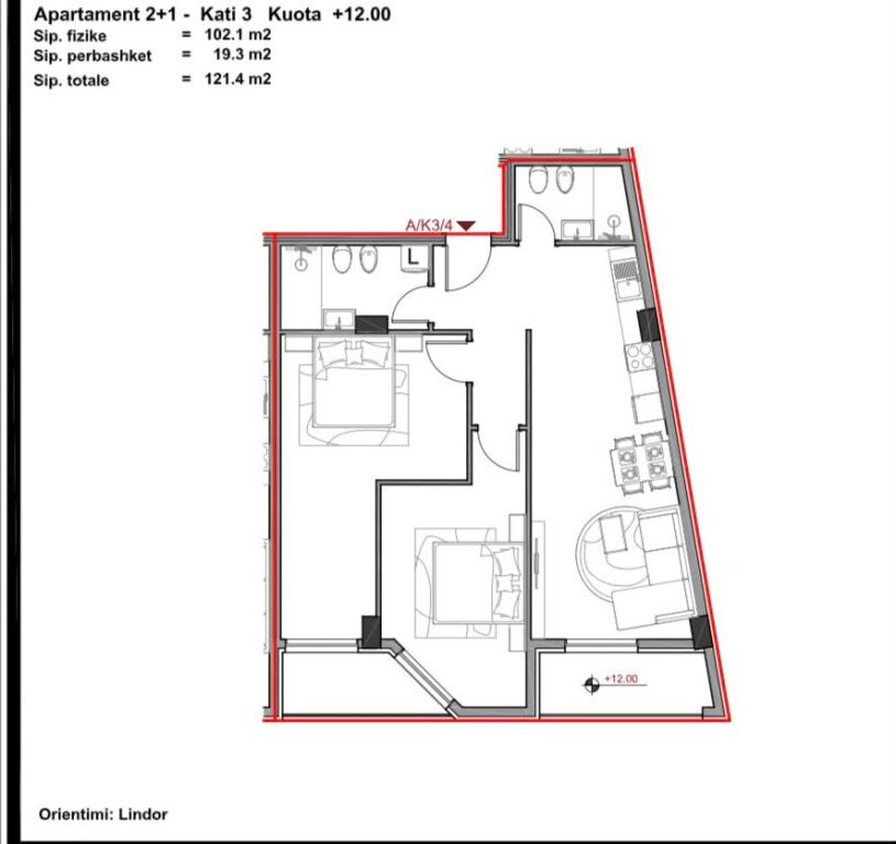 Apartament 2+1 te Aluna 5 Residence per shitje