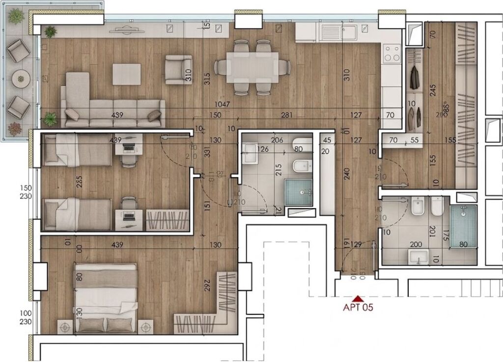 Appartamento 2+1+2 + Balcone – Ex Campo di Aviazione (Residenza Turdiu)!
