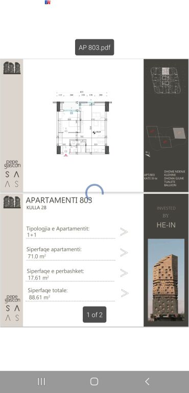 Apartament per shitje Square Shqiponja 1+1
