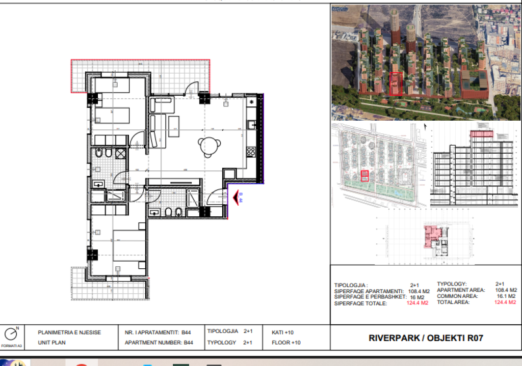 Shitet, Apartament 2+1 River Park Residence, Unaza e Re.