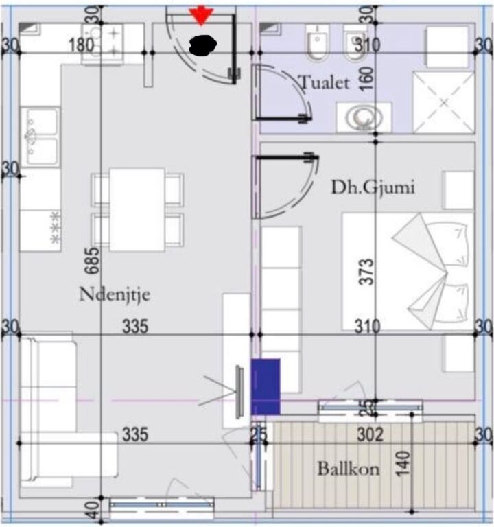 🌇Shitet apartament 1+1 te Tirana Entry🗝️60 m²