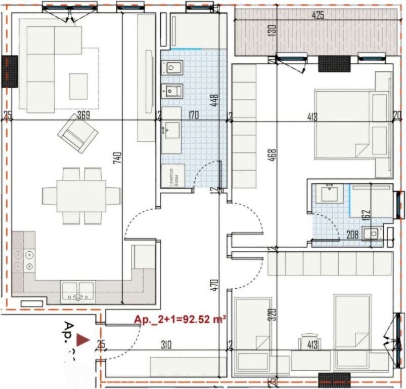Shitet apartament 2+1+2 tek Ringside Residence , Paskuqan .