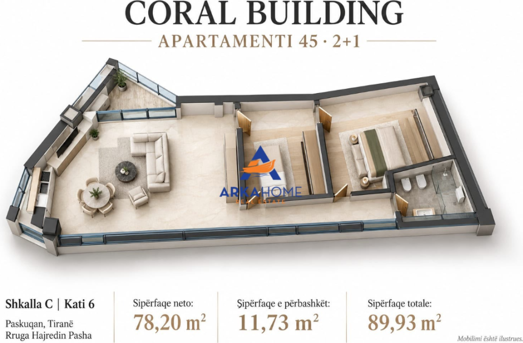 SHITET APARTAMENT 2+1+BALLKON "CORAL BUILDING, PASKUQAN" CMIMI SIPAS KERKESES