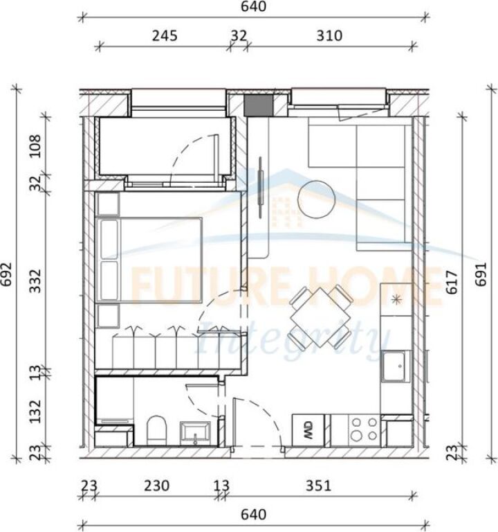 In vendita, Appartamento 1+1, Complesso Kadiu, Tirana.