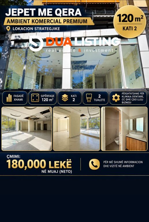 🏢 JEPET ME QIRA AMBIENT BIZNESI – 120 m² 🔥