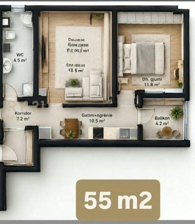 Shitet Apartament 1+1 në Kodra e Diellit  Blihet me Kredi | Garazh i Mbyllur me Çmim Ekstra 129,000 €
