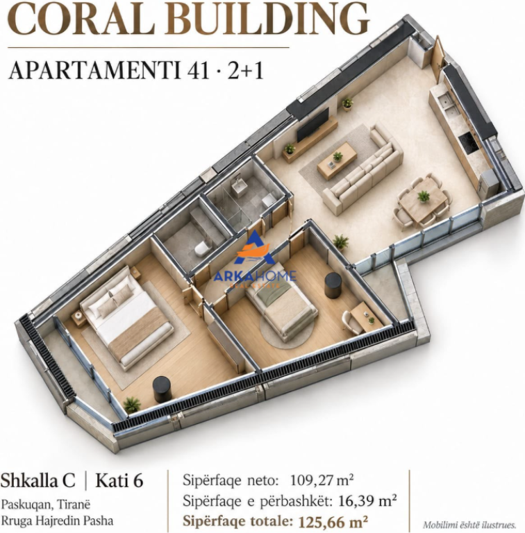 VENDESI APPARTAMENTO 2+1+BALCONE "CORAL BUILDING, PASKUQAN" PREZZO SU RICHIESTA
