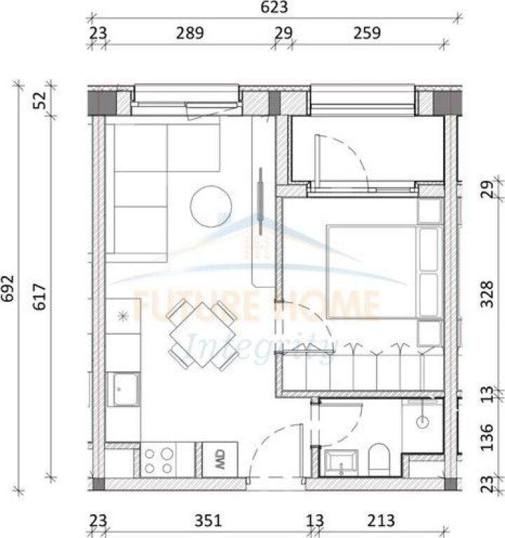 In vendita, Appartamento 1+1, Complesso Kadiu, Tirana.