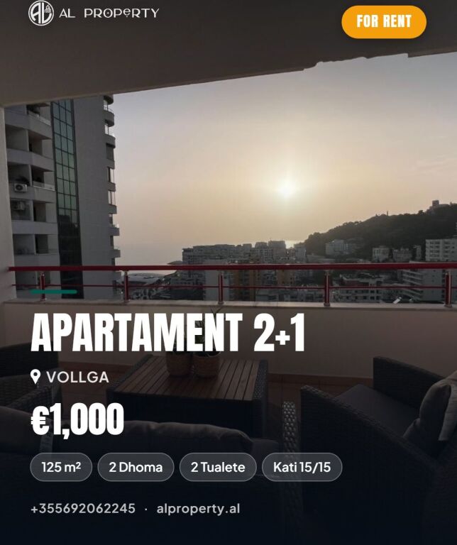 🏡 Apartament  2+1+2 me qira –Vollga, Durrës pamje deti