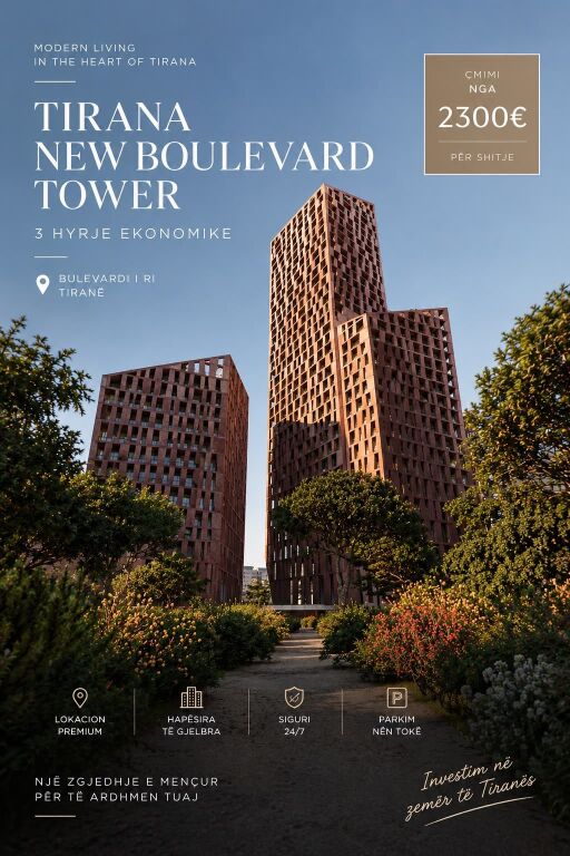 🏙️ TIRANA NEW BOULEVARD TOWER | 3 HYRJE EKONOMIKE