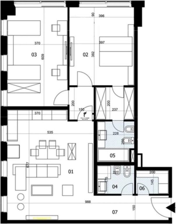 SHITET APARTAMENT 2+1+2 DOWNTOWN ONE RRUGA E ELBASANIT 743.520 EURO FH-98320