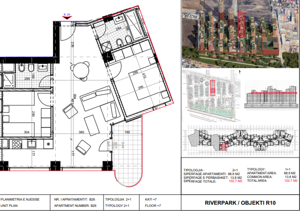 Shitet, Apartament 2+1 River Park Residence, Unaza e Re.