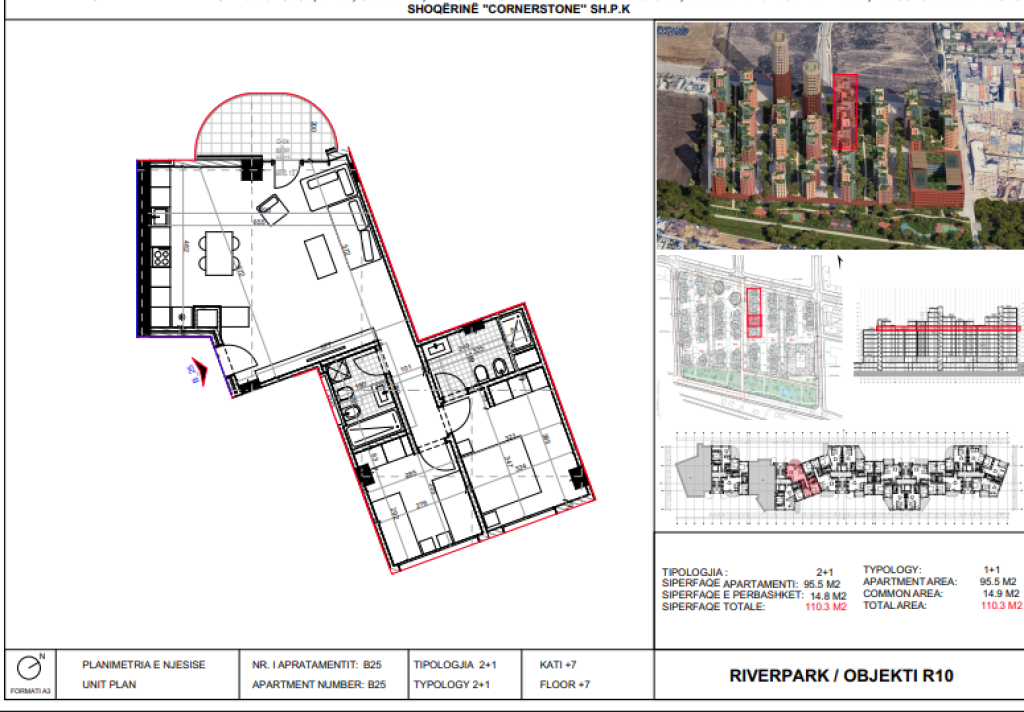 Shitet, Apartament 2+1 River Park Residence, Unaza e Re.