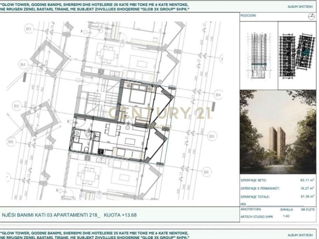 1+1 APARTMENT FOR SALE | NDRIÇUESE TOWER – NEW BOULEVARD, TIRANA