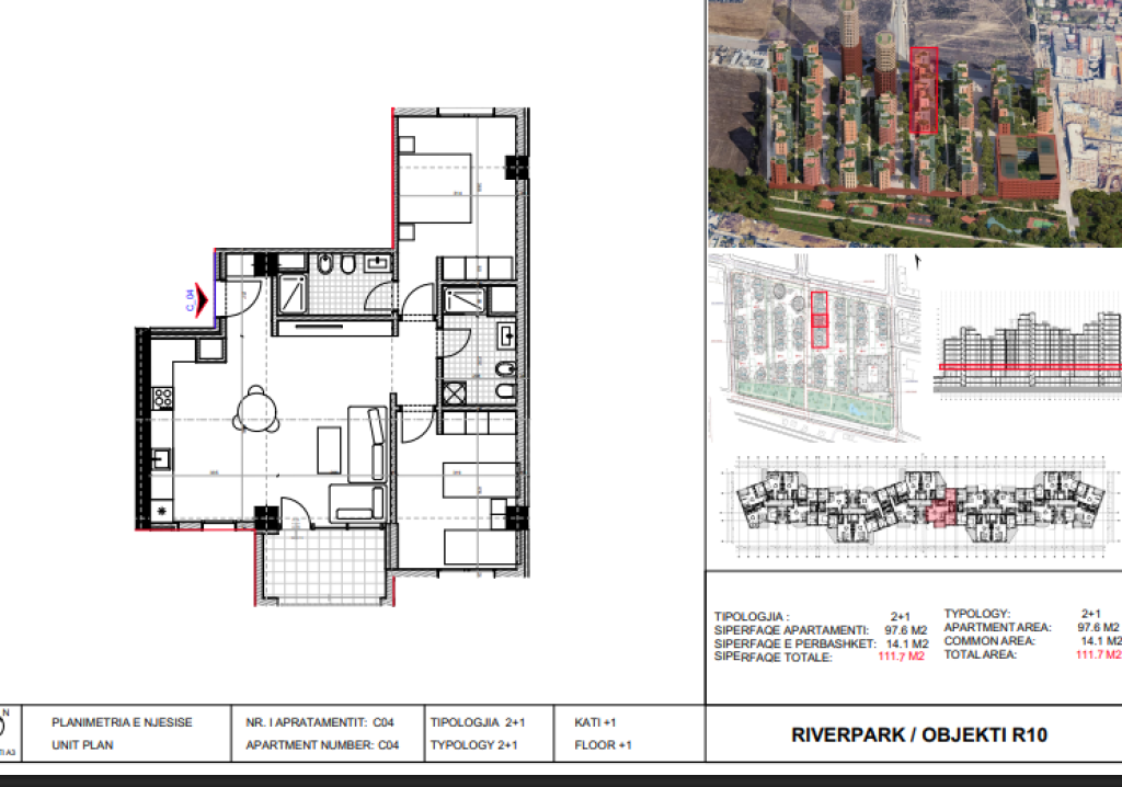 Shitet, Apartament 2+1 River Park Residence, Unaza e Re.