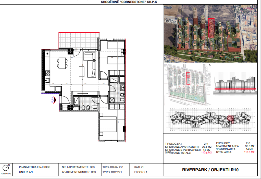 Shitet, Apartament 2+1 River Park Residence, Unaza e Re.
