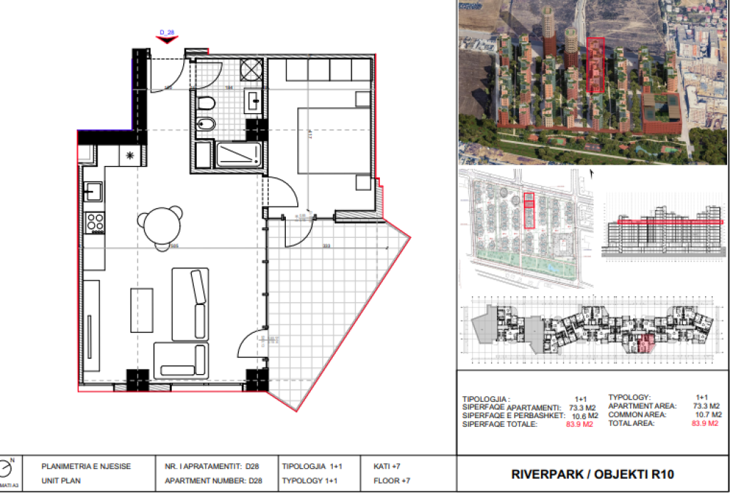 Shitet, Apartament 1+1 River Park Residence, Unaza e Re.